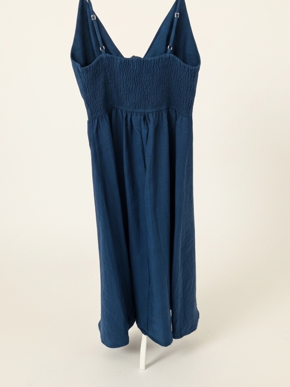 NWT Tie-Front Navy Blue Spaghetti Strap Midi Sun Dress Womens Size S - Picture 7 of 11